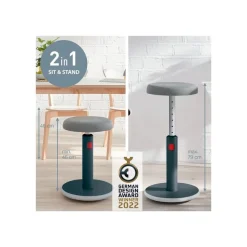 Leitz Ergo - Tabouret ergonomique assis/debout - hauteur réglable jusqu'à 79 cm - Gris
