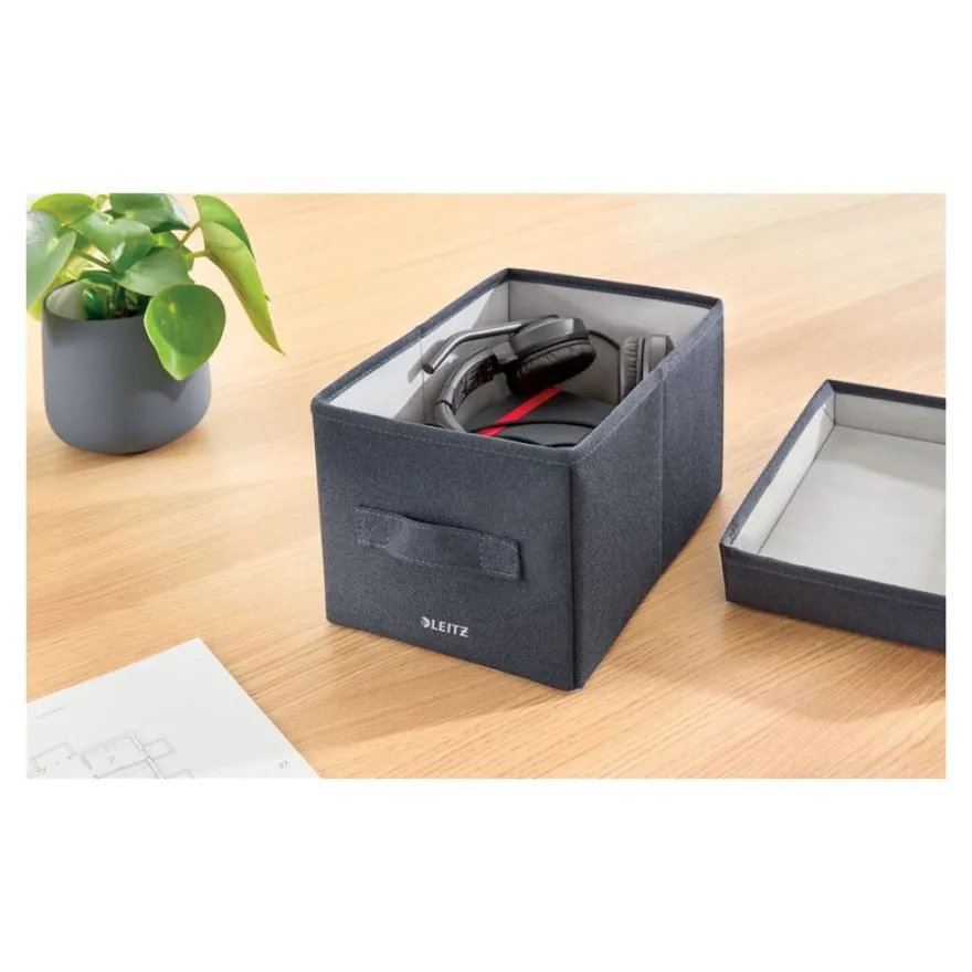 Leitz Fabric Storage - 2 Boîtes de rangement en tissu avec couvercle - petit - gris velours