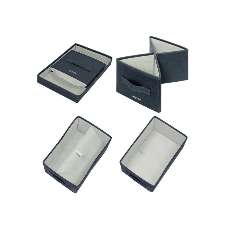 Leitz Fabric Storage - 2 Boîtes de rangement en tissu avec couvercle - petit - gris velours