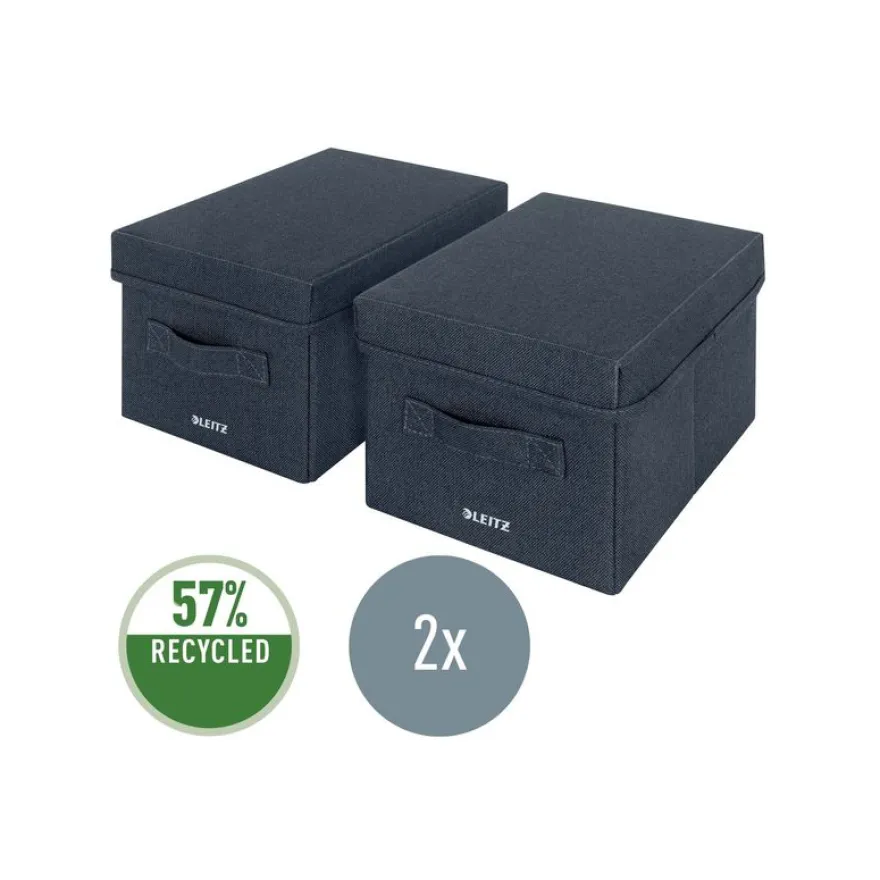Leitz Fabric Storage - 2 Boîtes de rangement en tissu avec couvercle - petit - gris velours