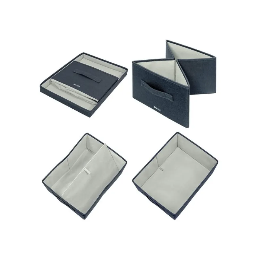 Leitz Fabric Storage - 2 Boîtes de rangement en tissu avec couvercle - moyen - gris velours