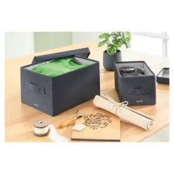 Leitz Fabric Storage - 2 Boîtes de rangement en tissu avec couvercle - moyen - gris velours