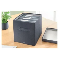 Leitz Fabric Storage - 2 Boîtes de rangement en tissu avec couvercle - large - gris velours