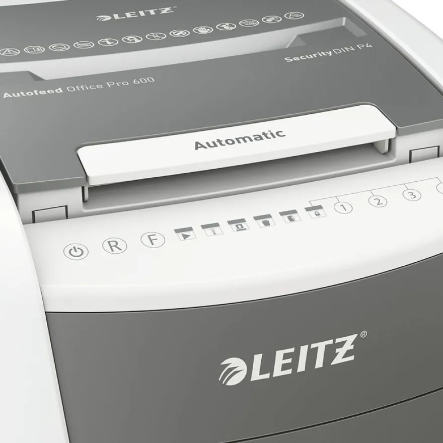 Leitz IQ AutoFeed Office Pro 600 P4 - destructeur de documents coupe croisée - 600 feuilles - Corbeille 110 litres