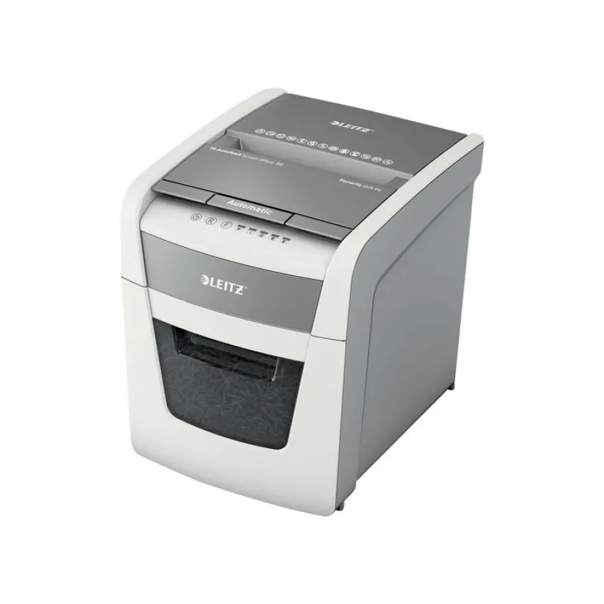 Leitz IQ Autofeed Small Office 50 - Destructeur de documents coupe croisée - 50 feuilles - Corbeille 20 litres