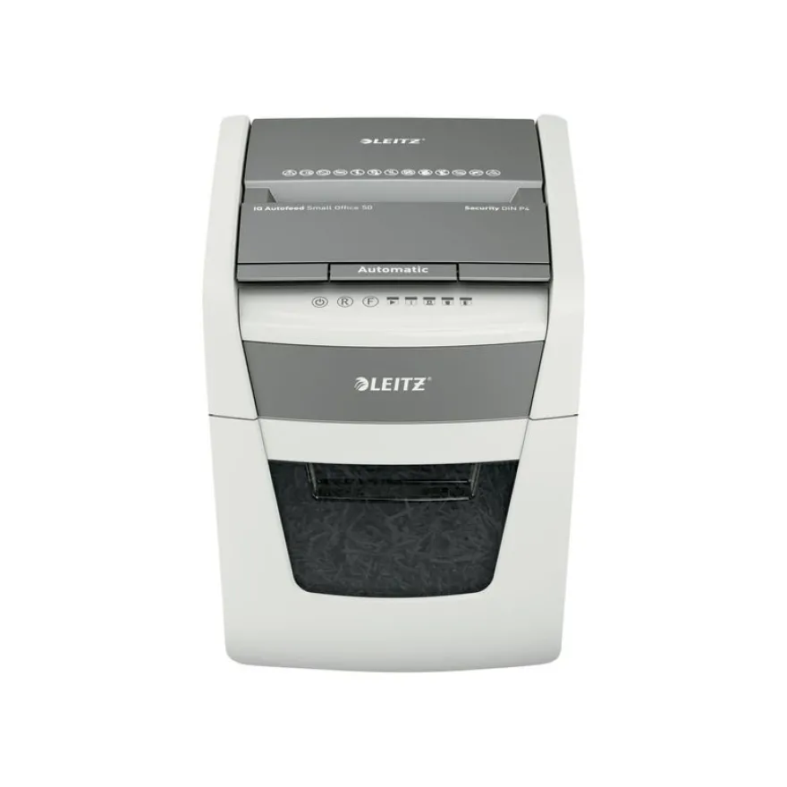 Leitz IQ Autofeed Small Office 50 - Destructeur de documents coupe croisée - 50 feuilles - Corbeille 20 litres