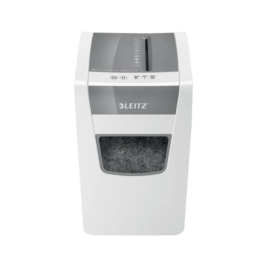 Leitz IQ Slim Home Office P4 - destructeur de documents coupe croisée - 10 feuilles - Corbeille 23 litres