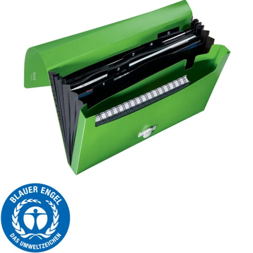 Leitz Recycle - Trieur à soufflet - 5 positions - A4 - pour 250 feuilles - à onglets - vert