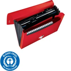 Leitz Recycle - Trieur à soufflet - 5 positions - A4 - pour 250 feuilles - à onglets - rouge