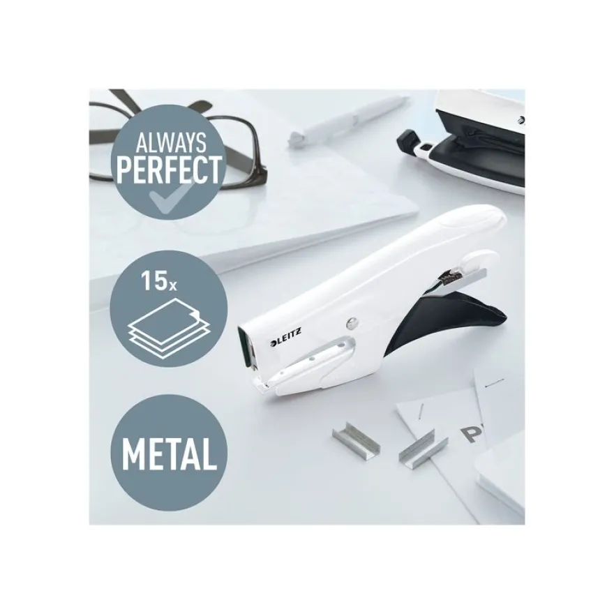 Leitz WOW - Pince agrafeuse - 15 feuilles / 1.5 mm - No.10 - blanc perle