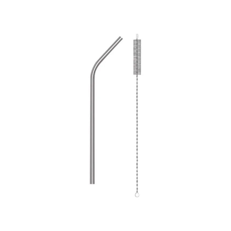 Les Artistes - Pailles en acier inoxydable + brosse - argent - pack de 3