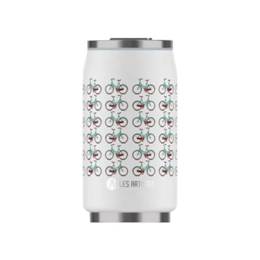 Les Artistes Paris - Canette isotherme - blanc/vélos - 280 ml - acier inoxydable