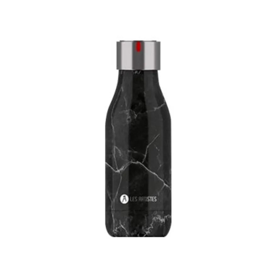 Les Artistes Paris - Gourde Bouteille isotherme 280 ml - marbre noir - acier inoxydable
