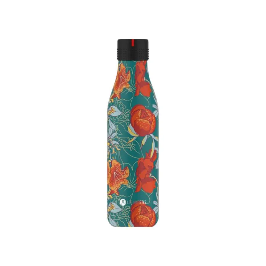 Les Artistes Paris - Gourde Bouteille isotherme 750 ml - Pivoines - acier inoxydable