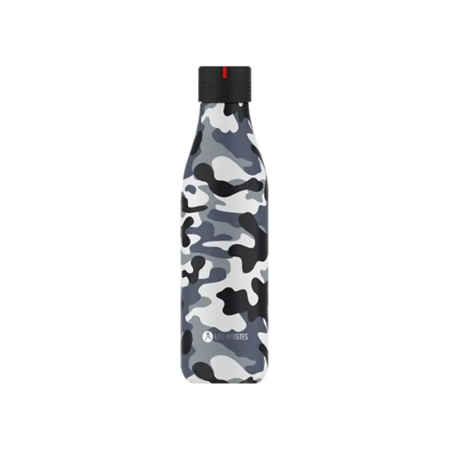 Les Artistes Paris - Gourde Bouteille isotherme 500 ml - camouflage gris - acier inoxydable