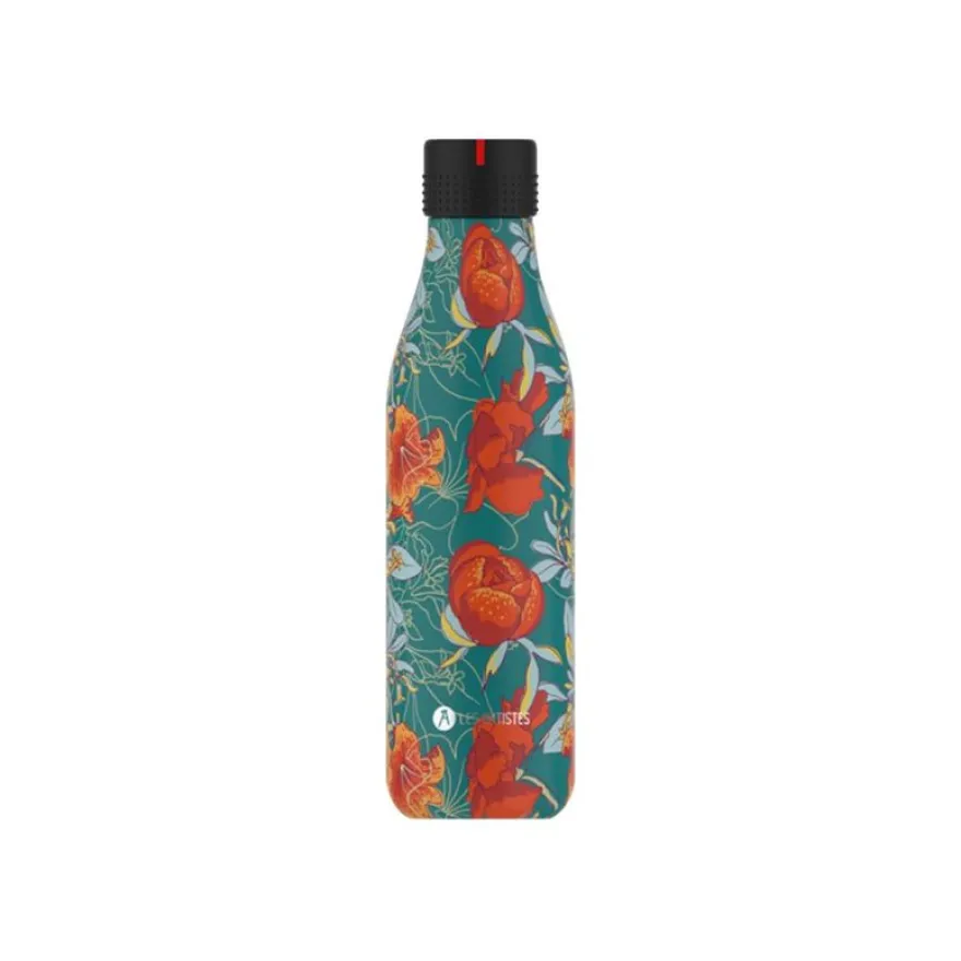 Les Artistes Paris - Gourde Bouteille isotherme 500 ml - Pivoines - acier inoxydable