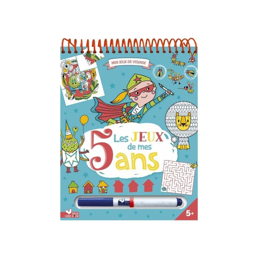 Les jeux de mes 5 ans - livre d'activités - avec marqueur effaçable