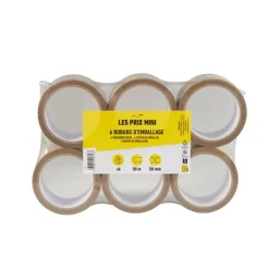 Les Prix Mini – 6 adhésifs d’emballage - havane - 50 mm x 50 m