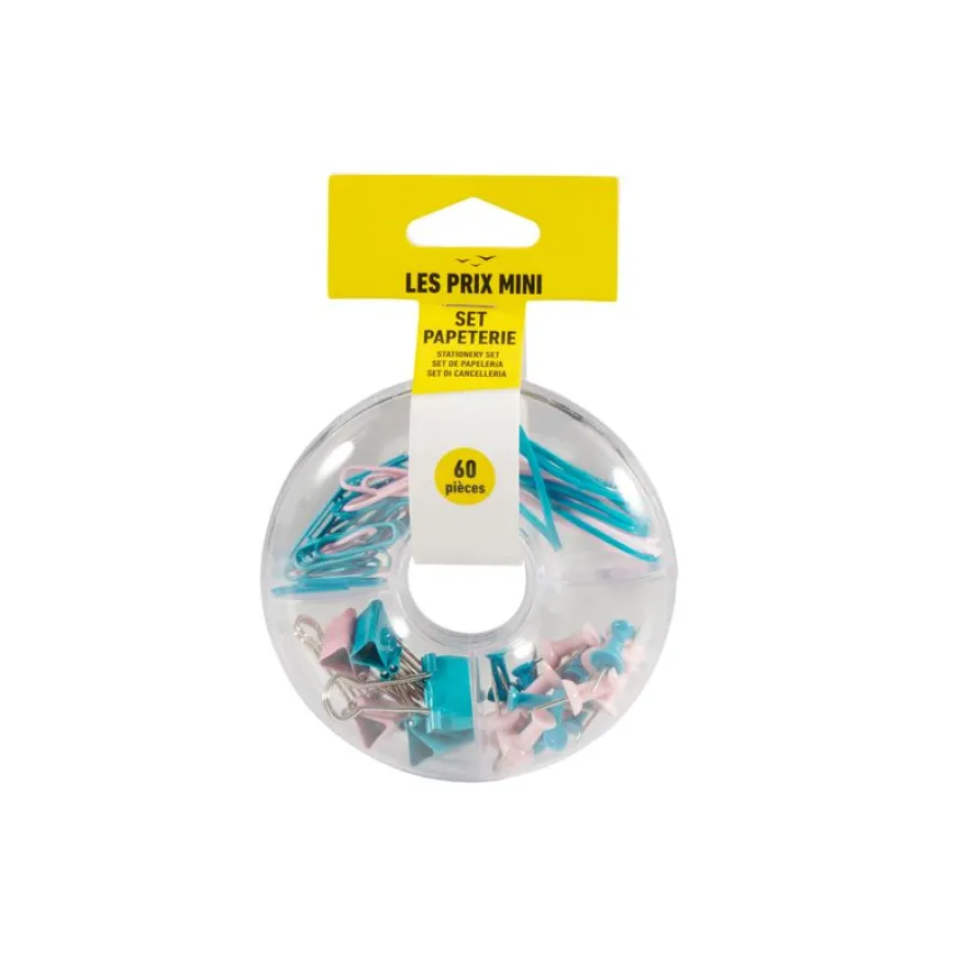 Les Prix Mini - Assortis 20 trombones, 15 elastiques, 20 punaises et 5 pinces