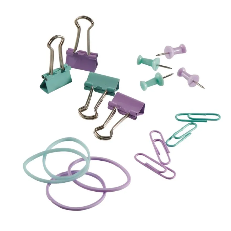 Les Prix Mini - Assortis 20 trombones, 15 elastiques, 20 punaises et 5 pinces