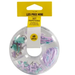 Les Prix Mini - Assortis 20 trombones, 15 elastiques, 20 punaises et 5 pinces