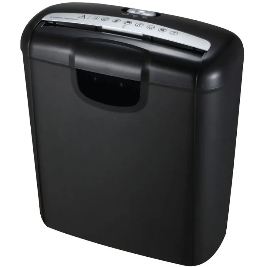 Les Prix Mini - destructeur de documents coupe droite - 6 feuilles - corbeille 10L