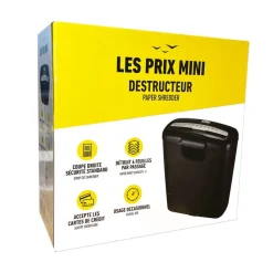 Les Prix Mini - destructeur de documents coupe droite - 6 feuilles - corbeille 10L