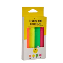 Les Prix Mini – Lot de 4 Surligneurs - Orange, Jaune, Vert et Rose