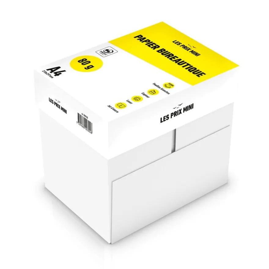 Les Prix Mini - Papier blanc - A4 (210 x 297 mm) - 80 g/m² - 2500 feuilles (carton de 5 ramettes)