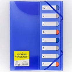 Les Prix Mini - Trieur pp A4 - 8 compartiments - 3 rabats - disponible dans différentes couleurs