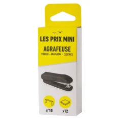 Les Prix Mini - Agrafeuse de bureau noir - capacité de 12 feuilles - agrafes n°10