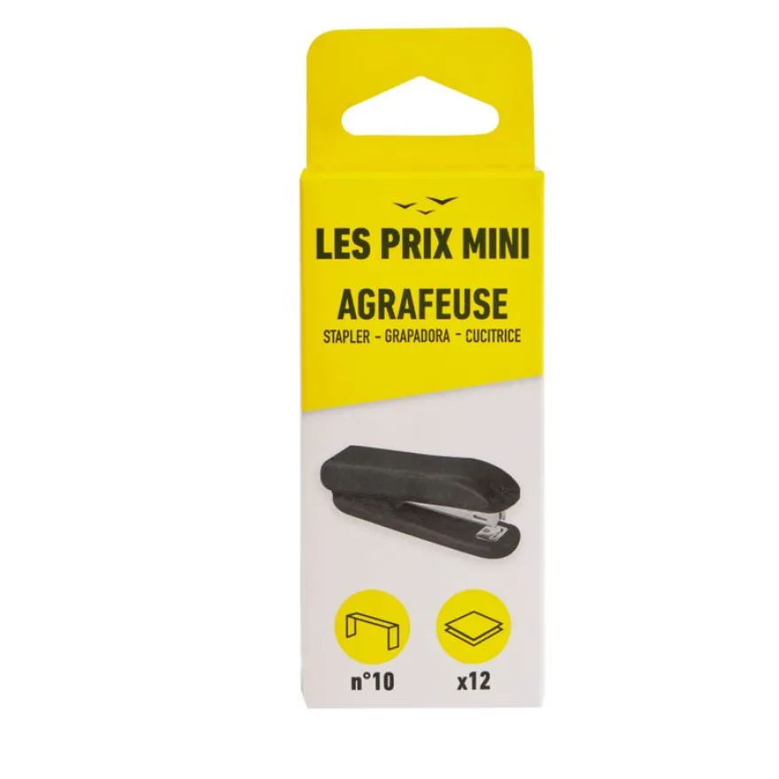 Les Prix Mini - Agrafeuse de bureau noir - capacité de 12 feuilles - agrafes n°10