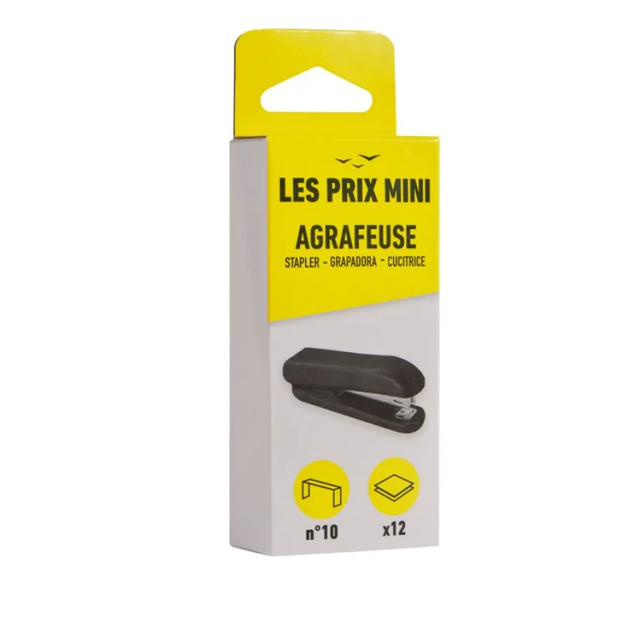 Les Prix Mini - Agrafeuse de bureau noir - capacité de 12 feuilles - agrafes n°10