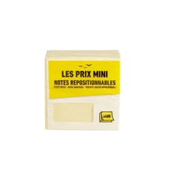 Les Prix Mini - Bloc Cube notes repositionnables - 400 feuilles - 76 x 76 mm - jaune pastel