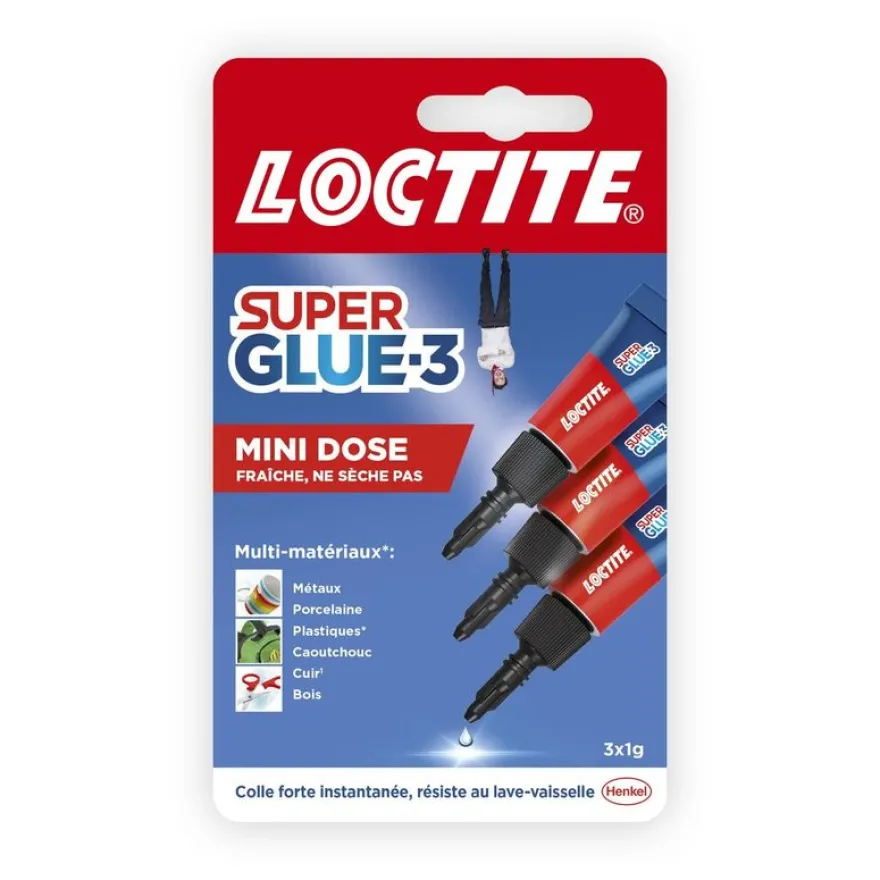 Loctite Super Glue 3 Liquid - 3 Tubes de colle à prise rapide - Transparent - 1 gr