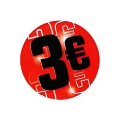 Logistipack - Boîte de 500 étiquettes de signalisation autocollantes - 35 mm (diamètre) - 3 euros - rouge