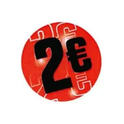 Logistipack - Boîte de 500 étiquettes de signalisation autocollantes - 35 mm (diamètre) - 2 euros - rouge