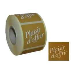 Logistipack - Etiquette cadeaux Plaisir d'offrir kraft - 35 mm