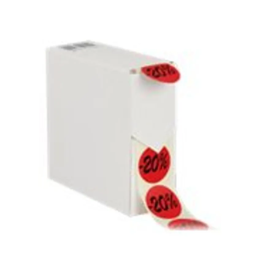 Logistipack - Rouleau de 500 étiquettes -20% en boîte distributrice - Rouge