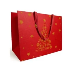 Logistipack - Sac cadeau - 20 cm x 10 cm x 17 cm - rouge, or