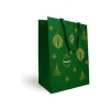 Logistipack - Sac cadeau - 25 cm x 13 cm x 33 cm - vert, impression dorée