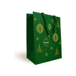 Logistipack - Sac cadeau - 25 cm x 13 cm x 33 cm - vert, impression dorée