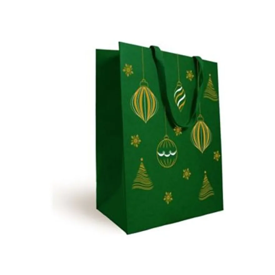 Logistipack - Sac cadeau - 25 cm x 13 cm x 33 cm - vert, impression dorée