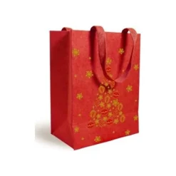 Logistipack - Sac cadeau - 18 cm x 10 cm - rouge, impression dorée