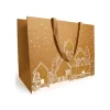 Logistipack - Sac cadeau - 25 cm x 10 cm x 22 cm - blanc brillant, impression dorée