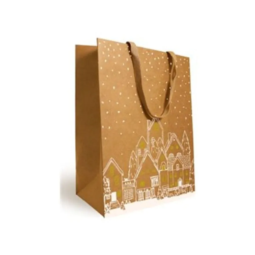 Logistipack - Sac cadeau - 25 cm x 13 cm x 33 cm - impression dorée, blanc brillant