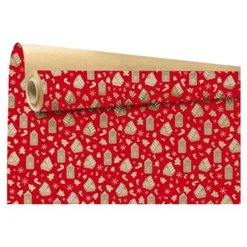 Logistipack HANSEL - Papier cadeau Kraft - 70 cm x 25 m - maisons en pain d'épices