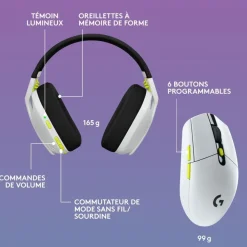 Logitech G435 SE +G305 SE - pack gaming casque + souris Lightspeed sans fil - blanc et noir