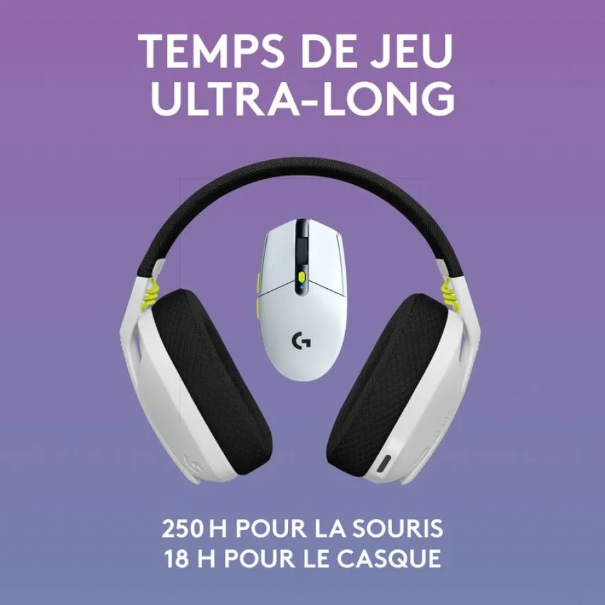 Logitech G435 SE +G305 SE - pack gaming casque + souris Lightspeed sans fil - blanc et noir