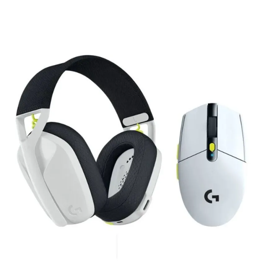 Logitech G435 SE +G305 SE - pack gaming casque + souris Lightspeed sans fil - blanc et noir